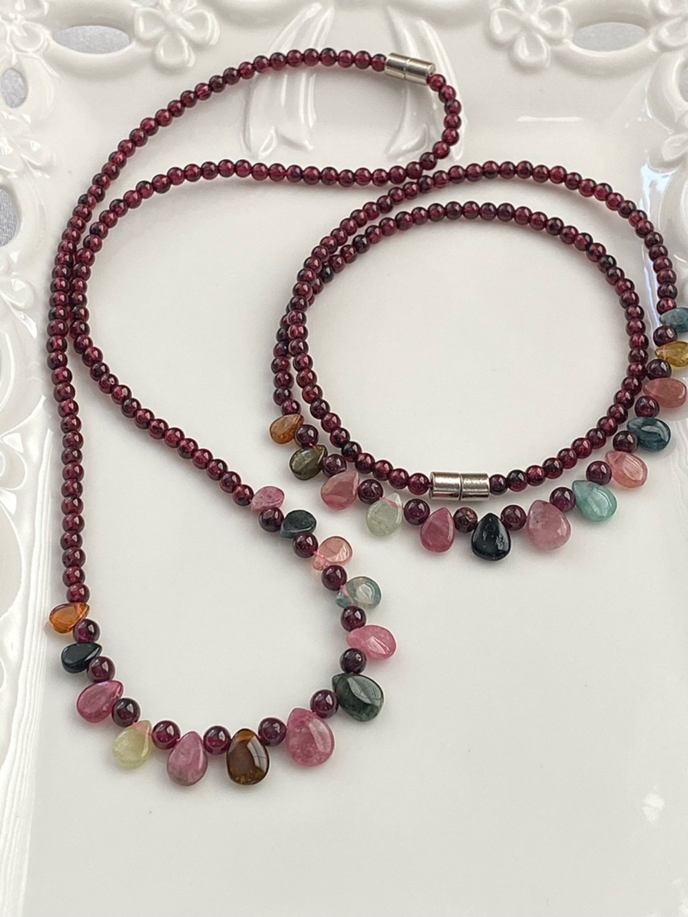 GP65-Handmade High Quality Garnet And Tourmaline Necklace